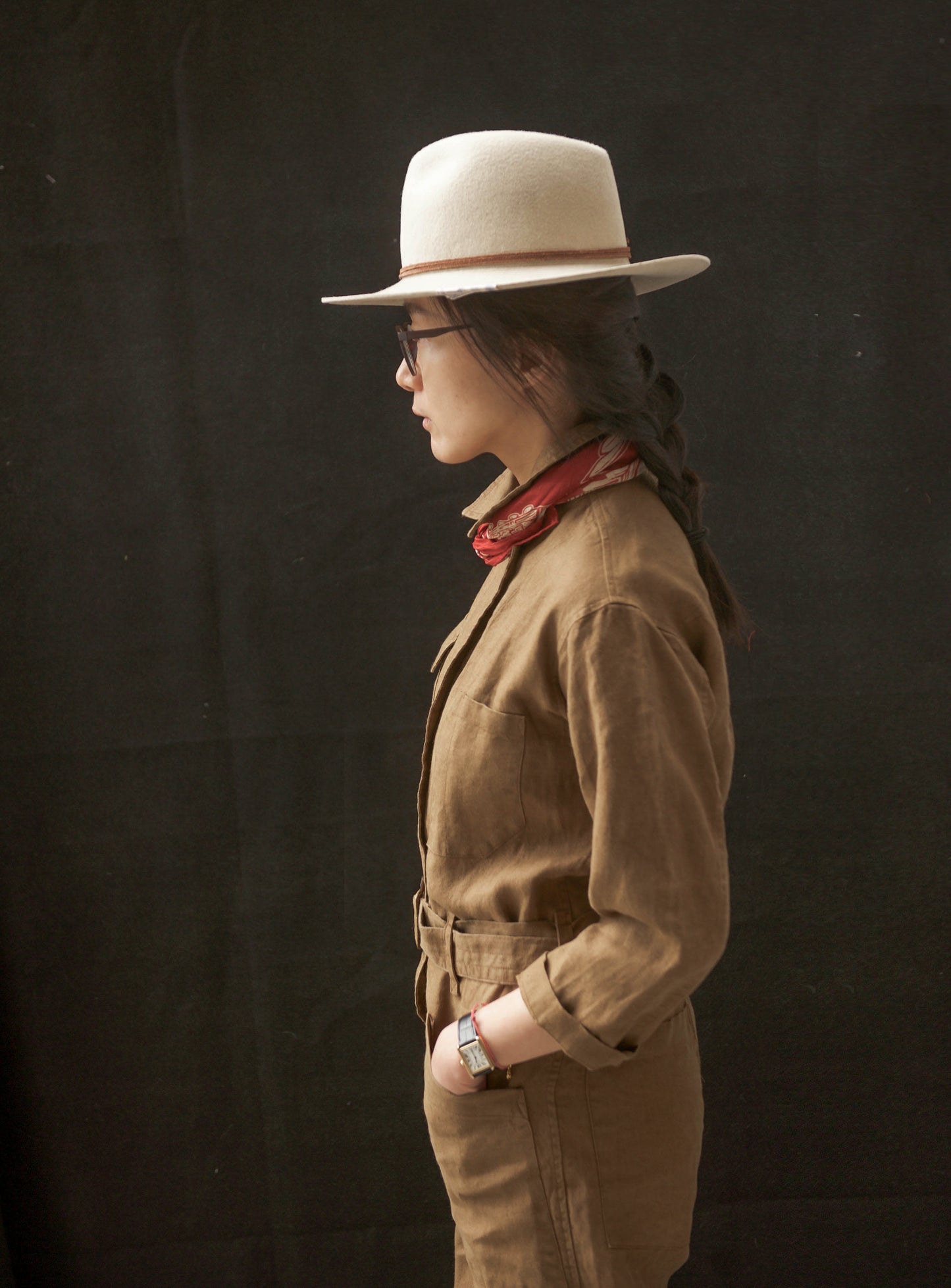 Earhart Jumpsuit - Belgian Linen (Khaki) - XS