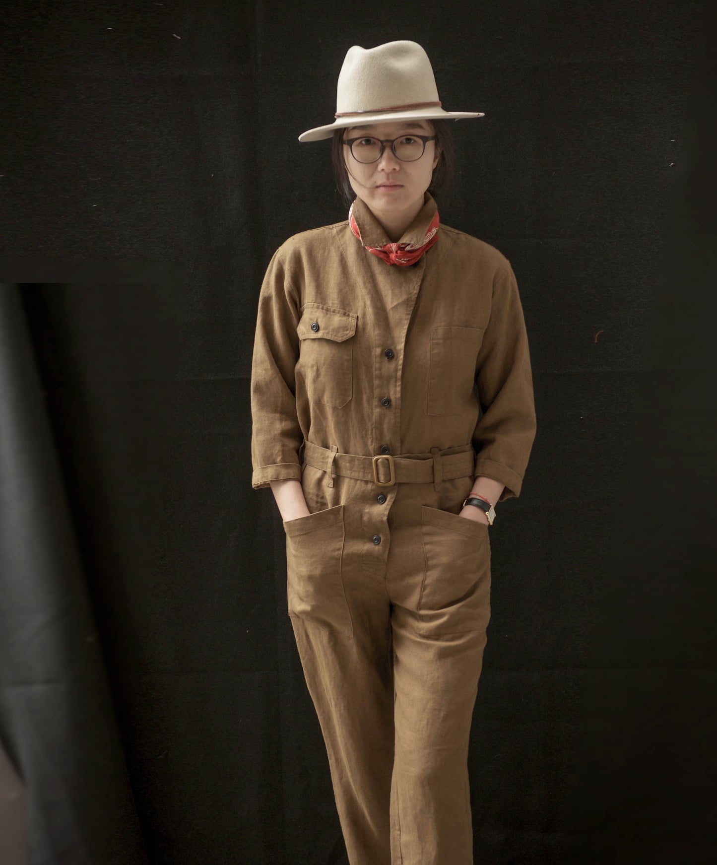 Earhart Jumpsuit - Belgian Linen (Khaki) - XS