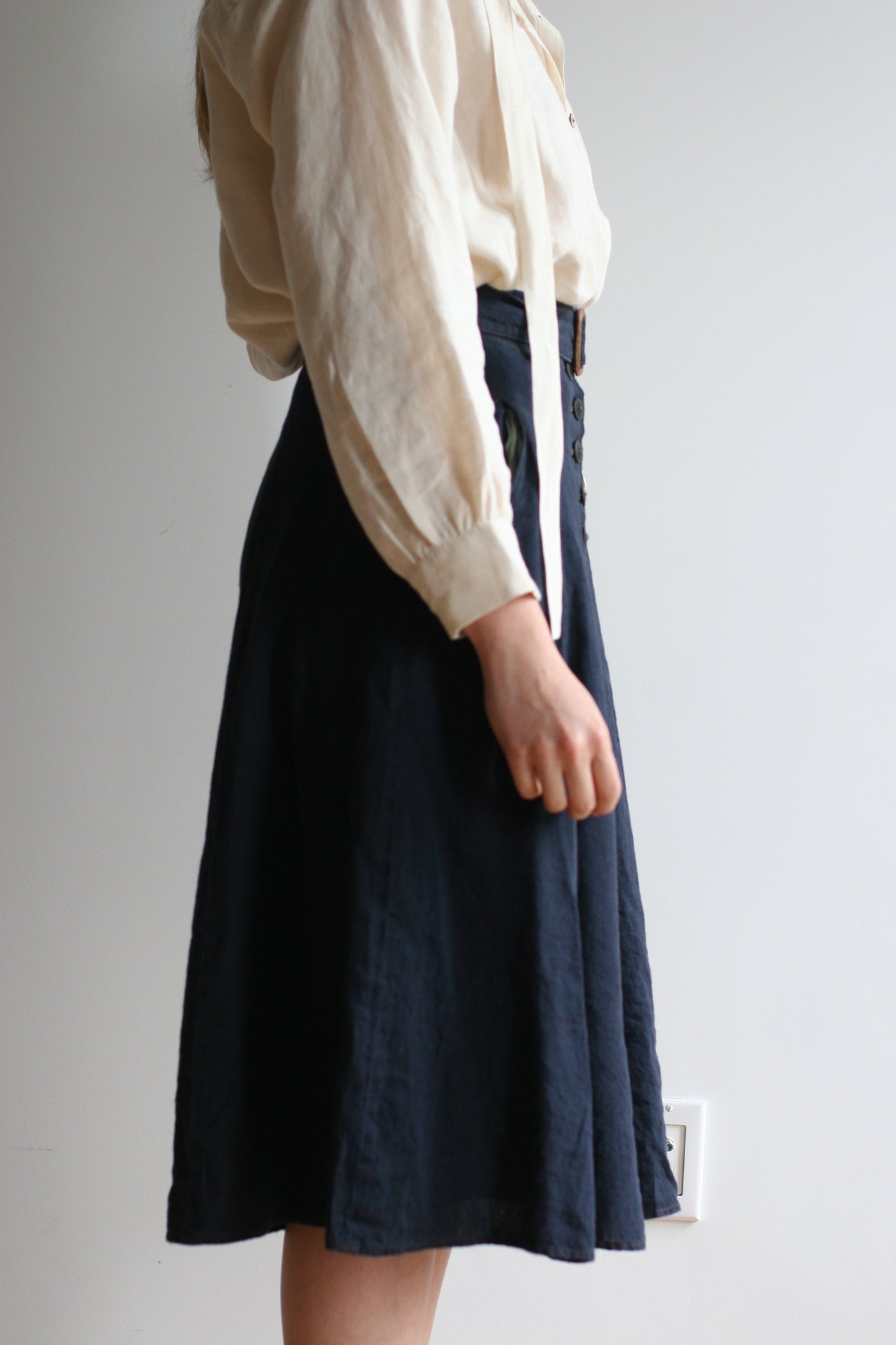 Georgia Linen Skirt - Artist Navy - S, L