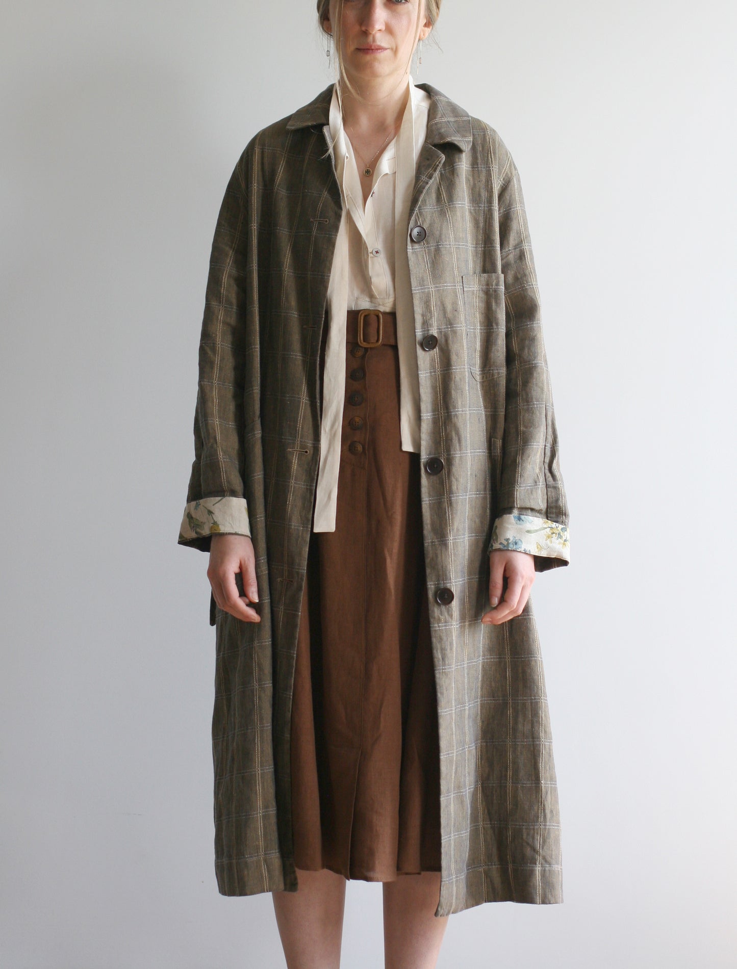 Anthropologist Coat - Dusty Brown linen- S, M