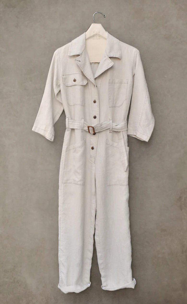 Earhart Jumpsuit - Belgian Linen (Oat) - S, M