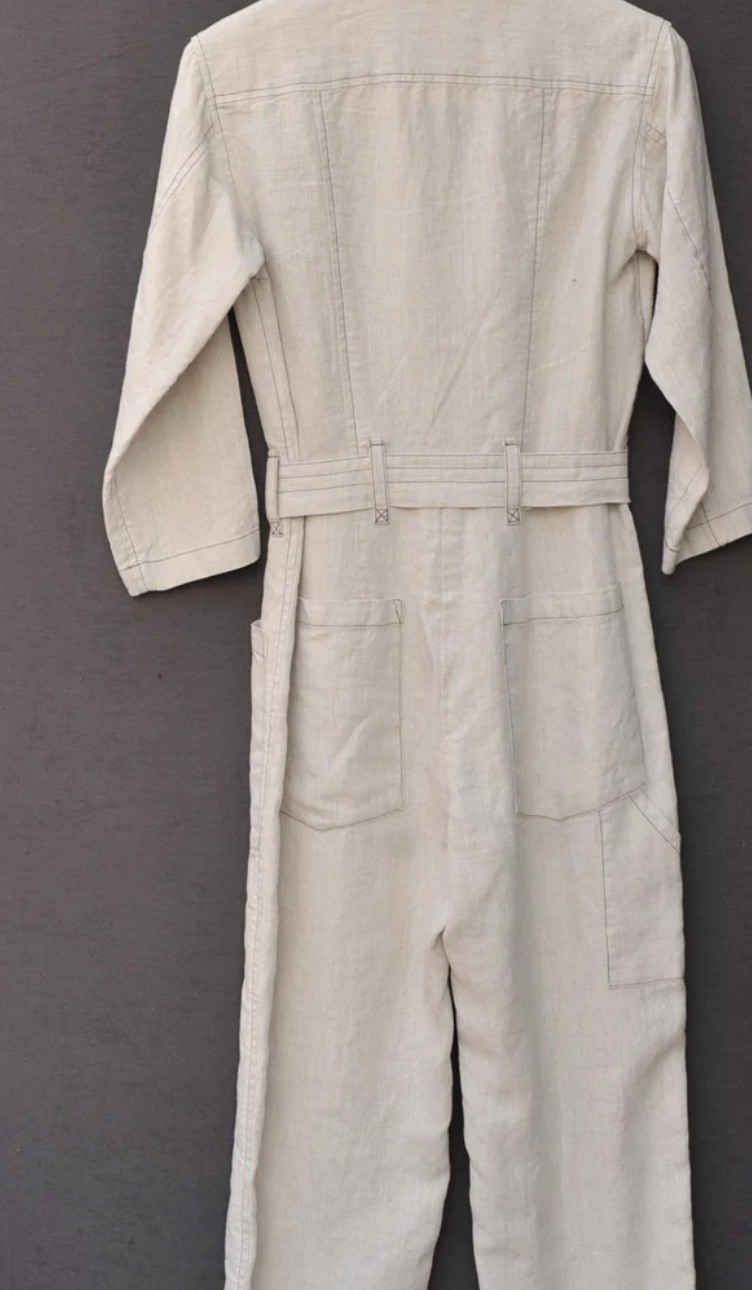 Earhart Jumpsuit - Belgian Linen (Oat) - S, M