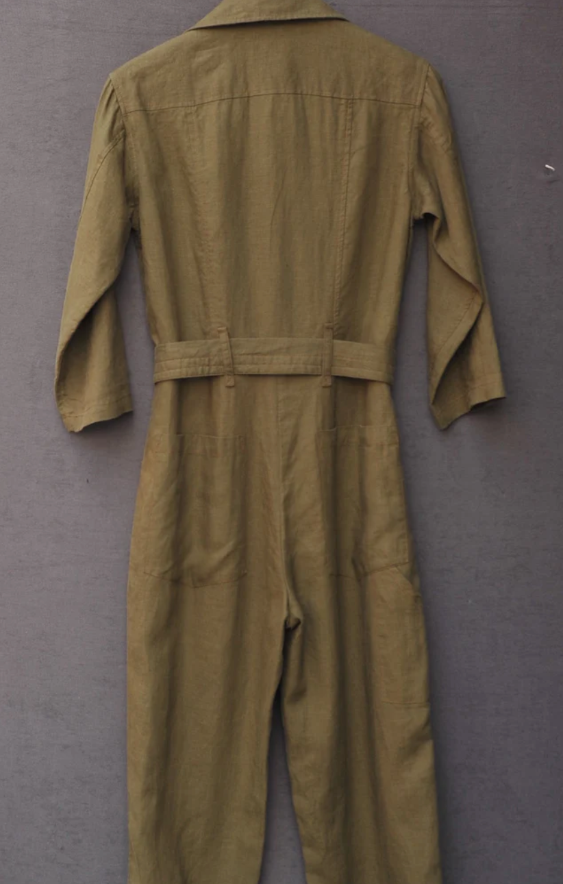 Earhart Jumpsuit - Belgian Linen (Olive) - M