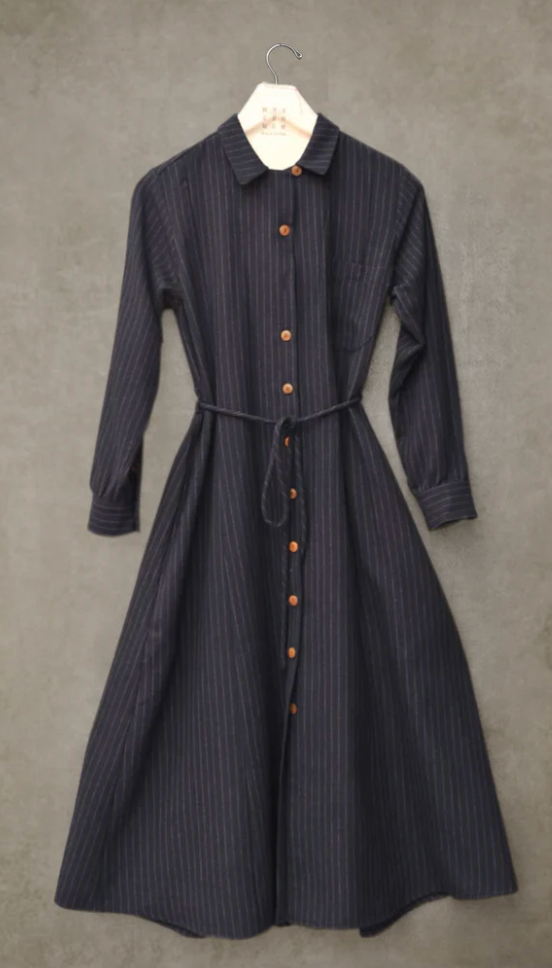 Hepburn Dress - Navy Stripe - S, M