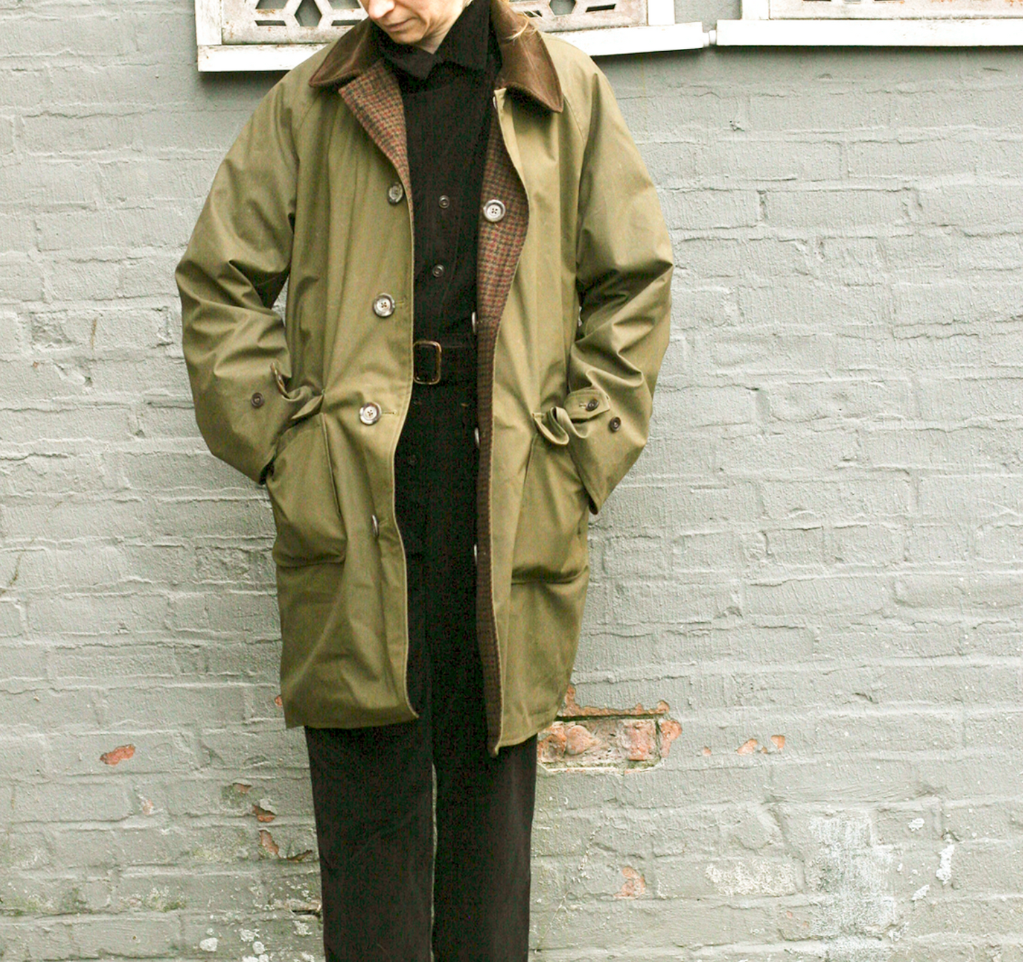 Kingsley Reversible coat- cotton Wax/ Wool - Dust Wood - S