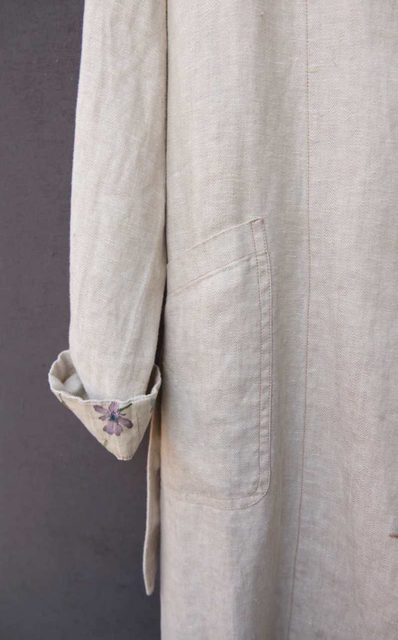 Anthropologist Coat - Washed Oatmeal Linen - S, M