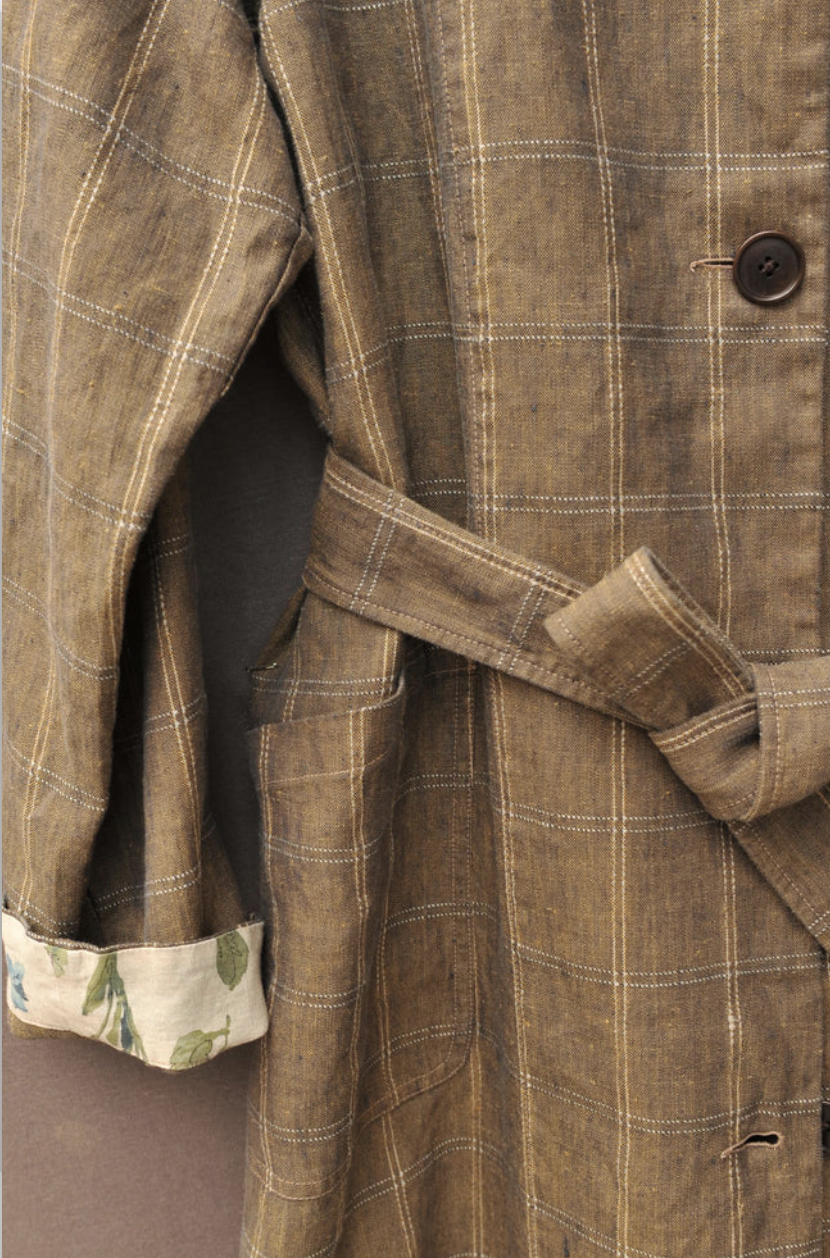 Anthropologist Coat - Dusty Brown linen- S, M