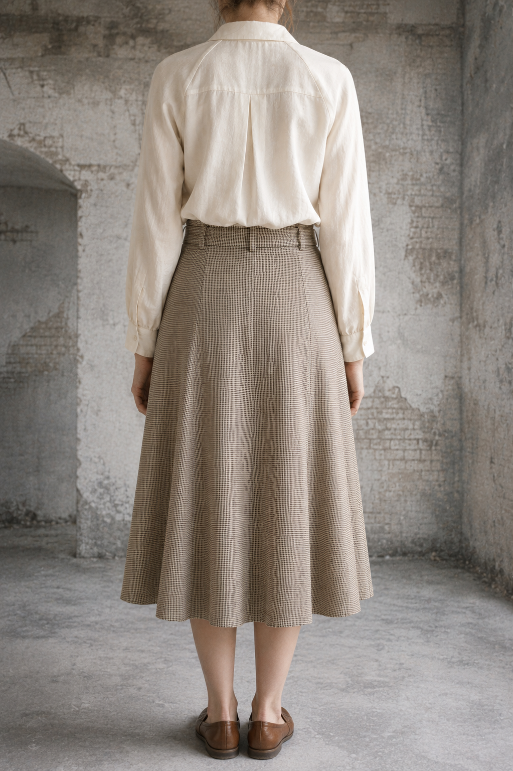 Georgia Linen Skirt - Cotton/ Linen Mini Houndstooth - XS, S, M