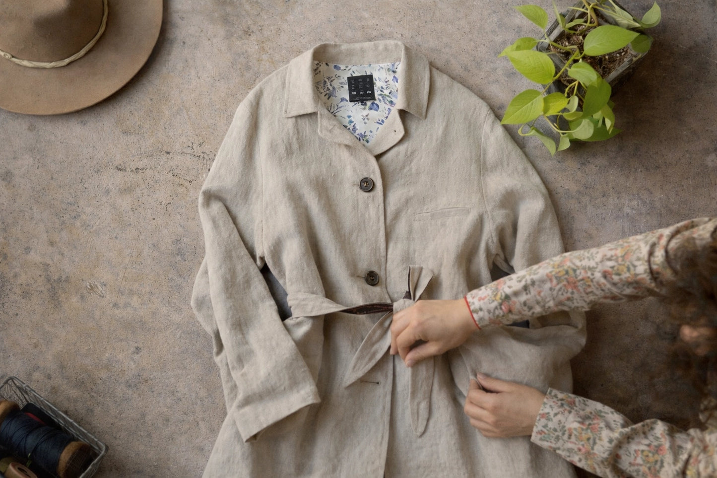 Sontag Coat - Japanese Pre Washed Linen- Sabi Oat -S, M, L