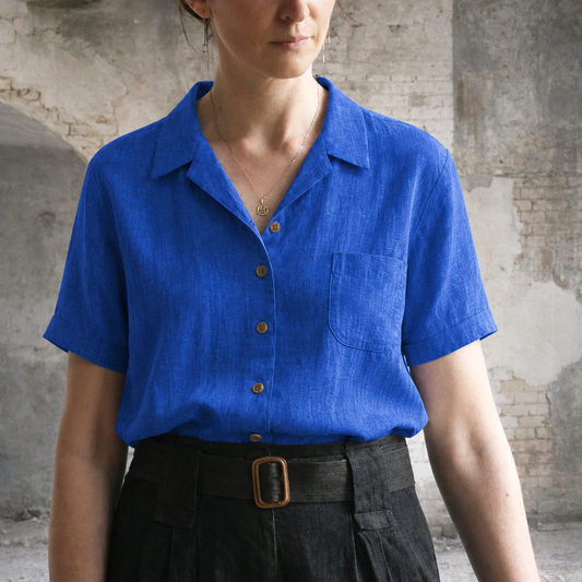Margaret Shirt - Belgian Azure Blue  Linen - XS, S, M