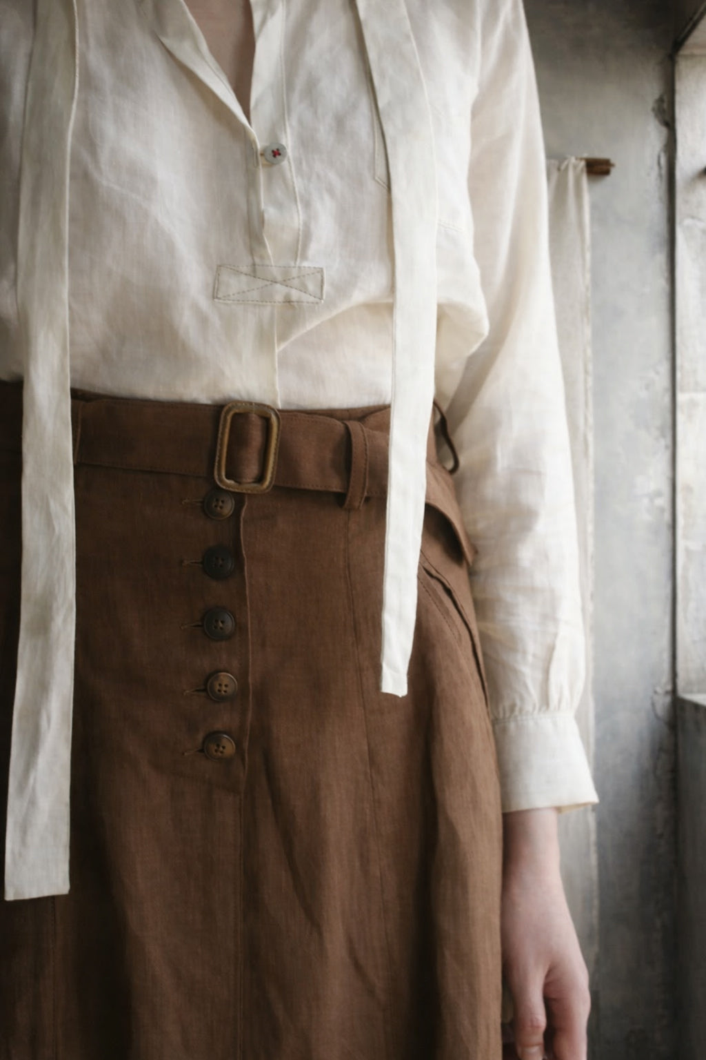 Georgia Linen Skirt - Leather Brown - M, L