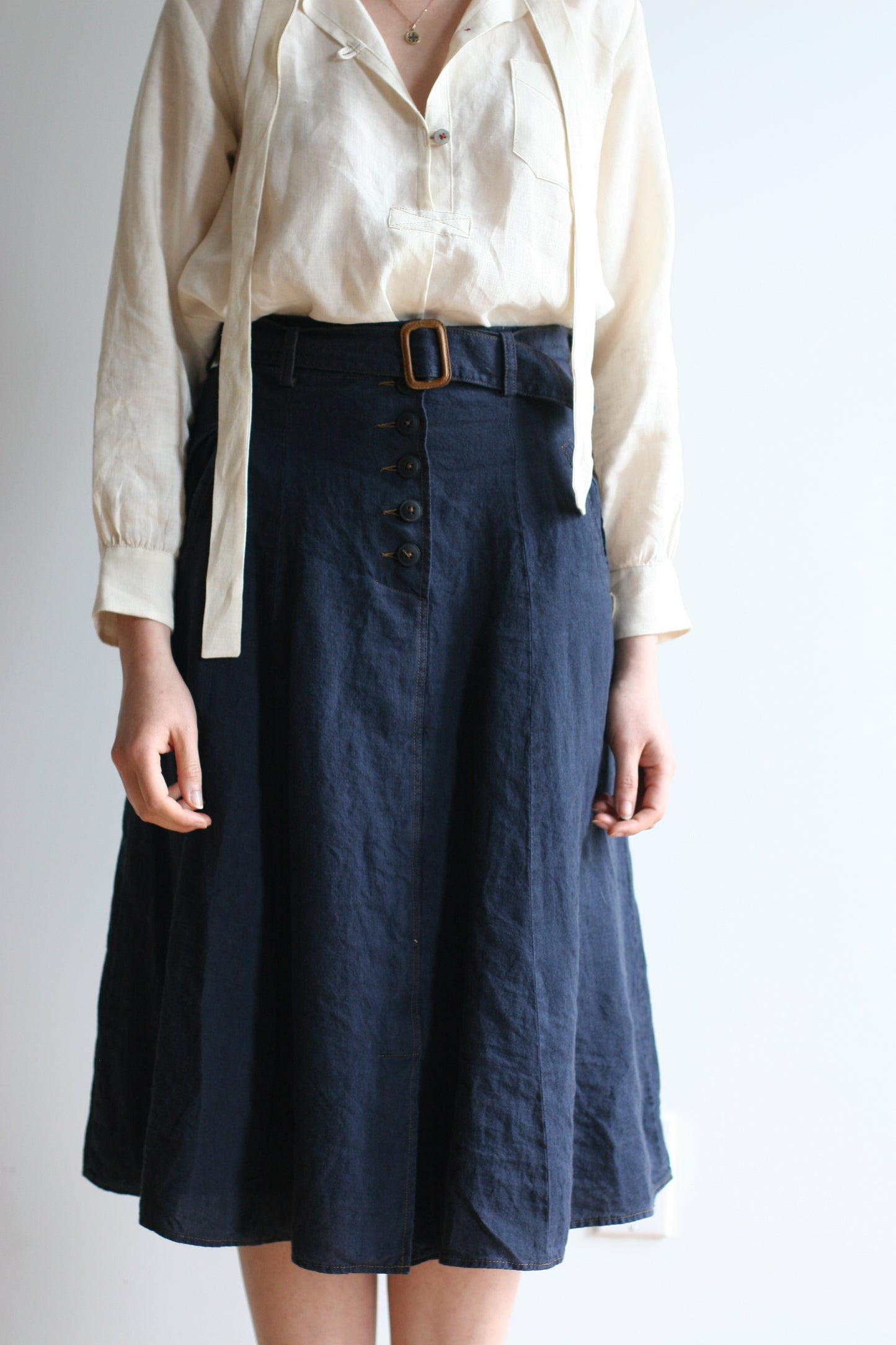 Georgia Linen Skirt - Artist Navy - S, L