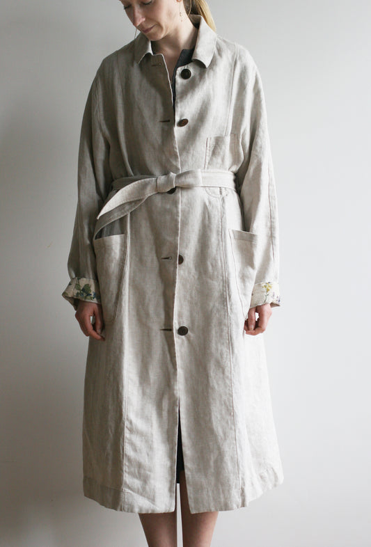 Anthropologist Coat - Washed Oatmeal Linen - S, M
