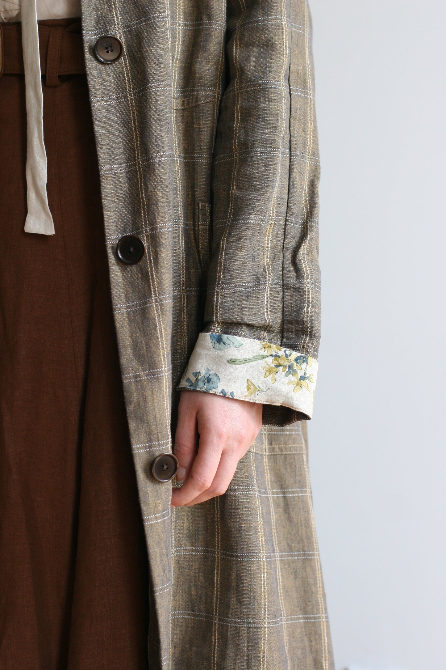 Anthropologist Coat - Dusty Brown linen- S, M