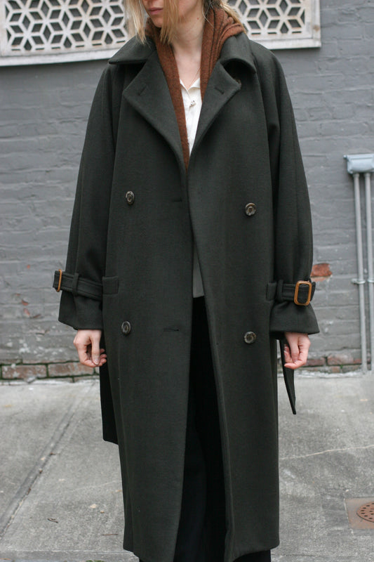 JolieCoat - wool–cashmere blend in dark olive - S