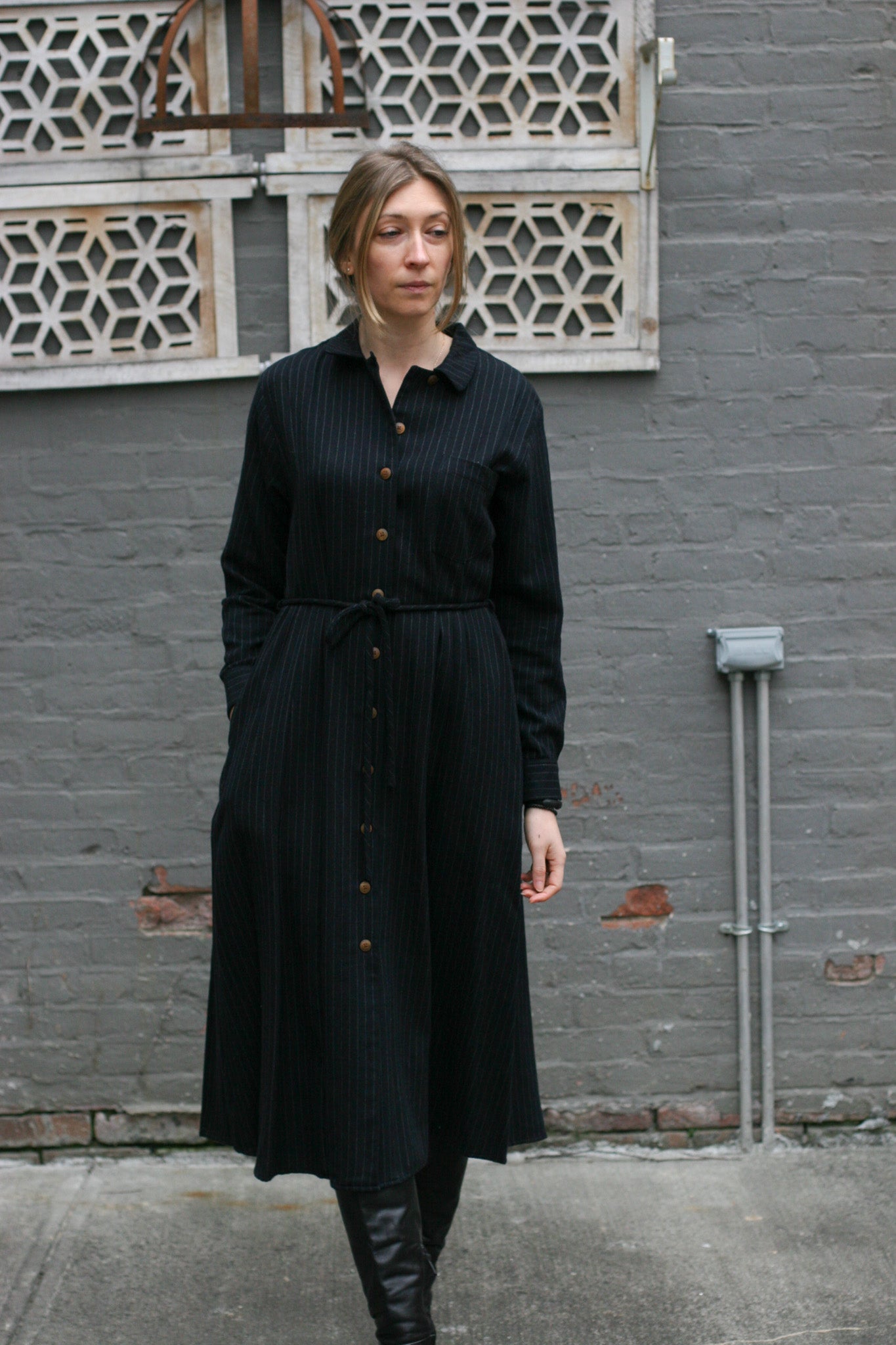 Hepburn Dress - Navy Stripe - S, M