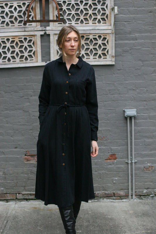 Hepburn Dress - Navy Stripe - S, M