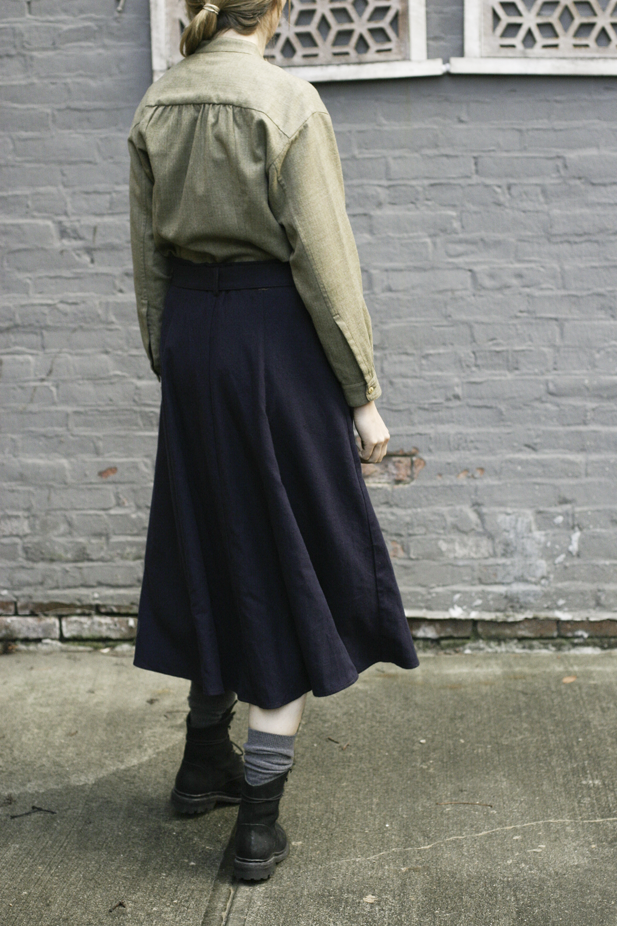 Georgia Skirt - Wool/Cotton/Linen - Dark Blue - S, M, L
