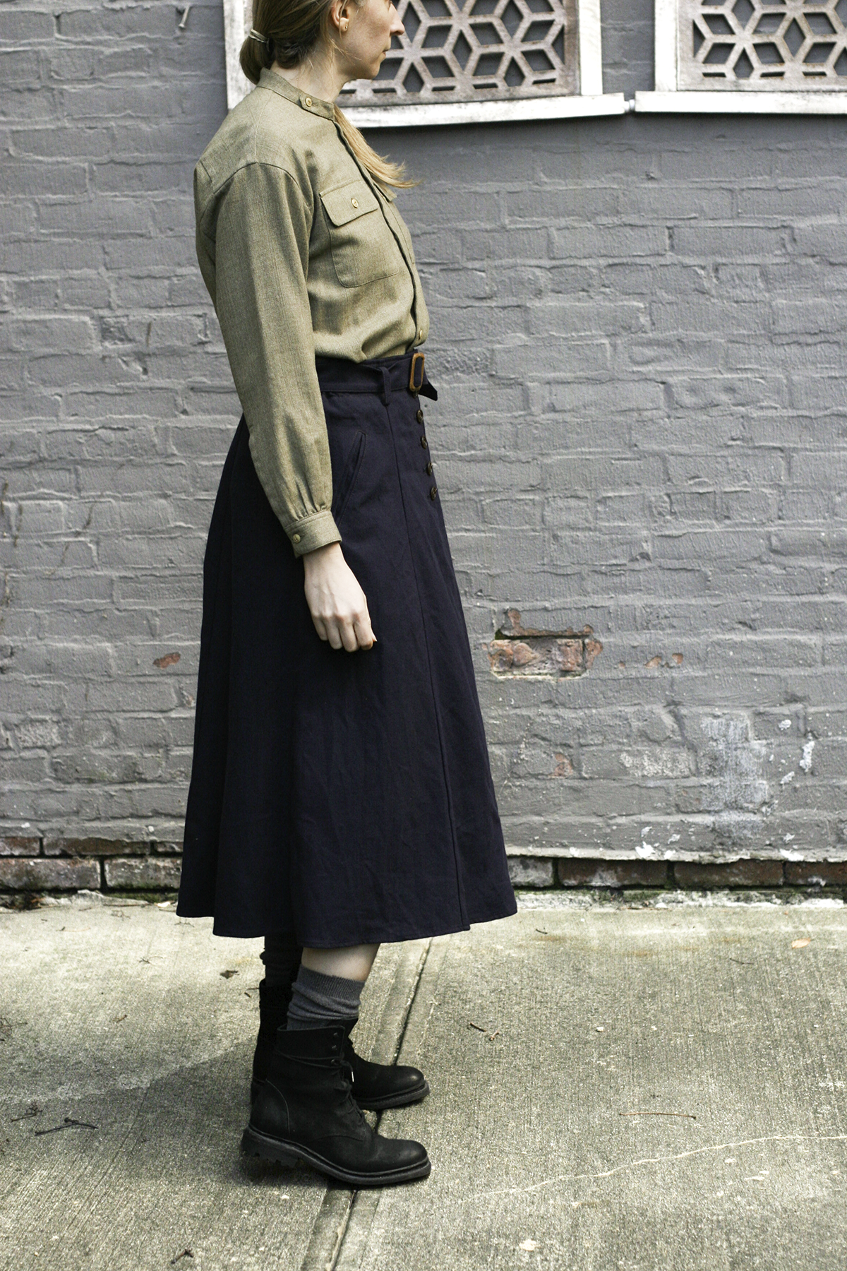 Georgia Skirt - Wool/Cotton/Linen - Dark Blue - S, M, L