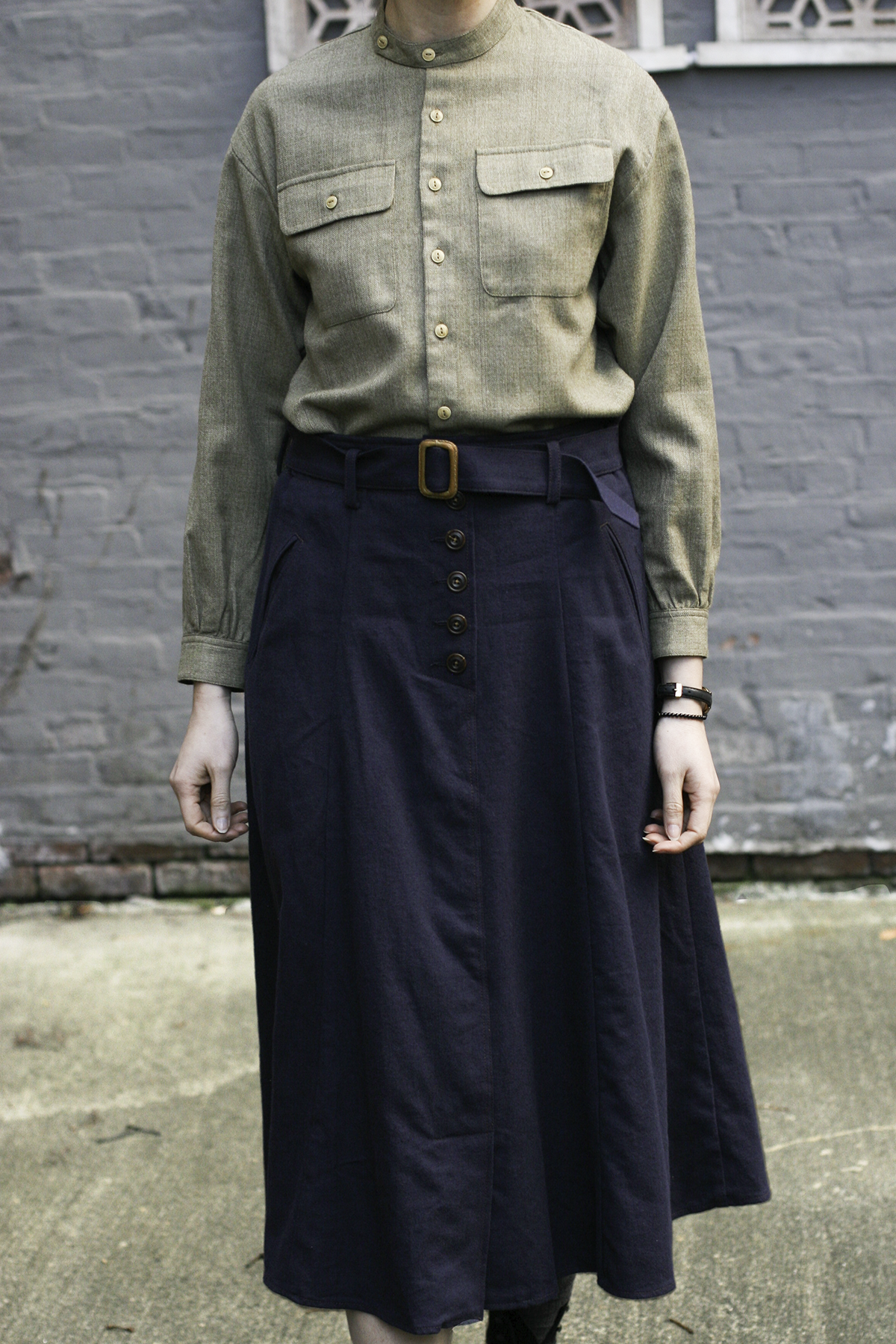 Georgia Skirt - Wool/Cotton/Linen - Dark Blue - S, M, L