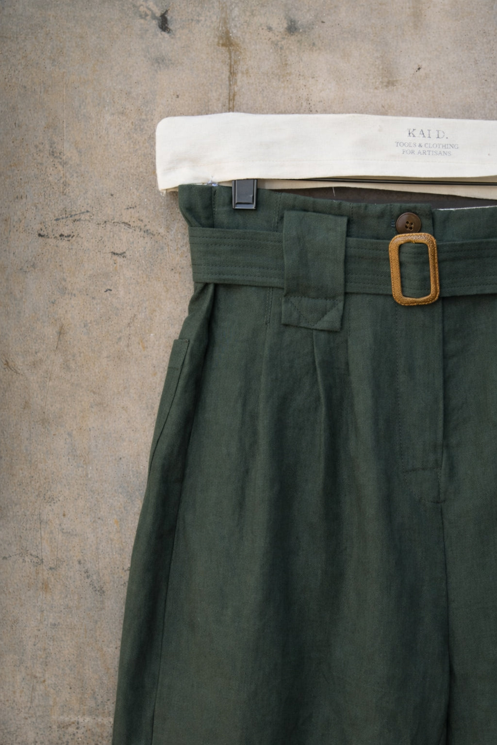 Kaylee Belted Pants -  Belgian Linen - Jade - M, L