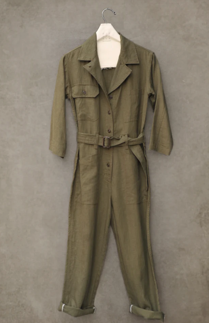 Earhart Jumpsuit -  Belgian Linen (Olive) -  M