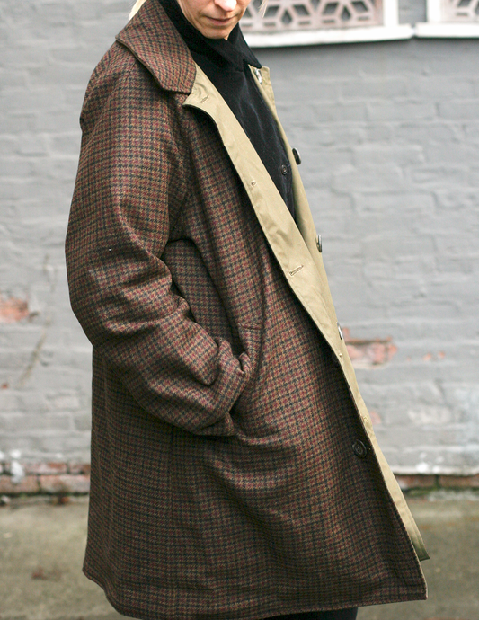 Kingsley Reversible coat- cotton Wax/ Wool  - Dust Wood -  S