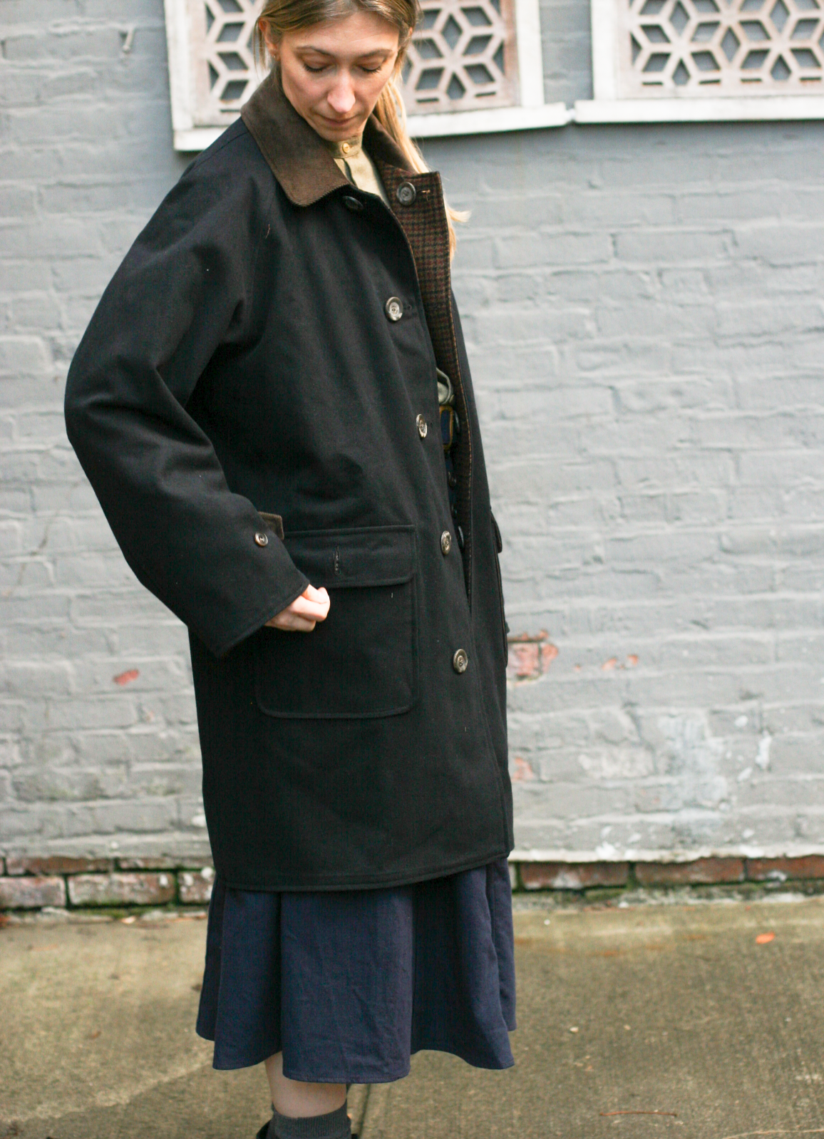 Kingsley Reversible coat- Cotton Moleskin/ Wool  -  S
