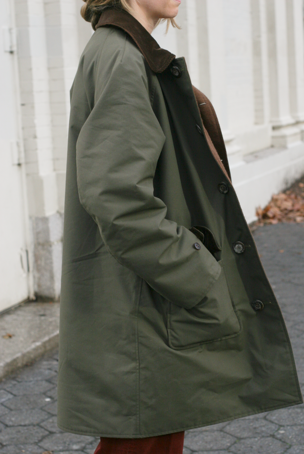 Kingsley Reversible coat- cotton Wax/ Wool  - Army Fatique -  S