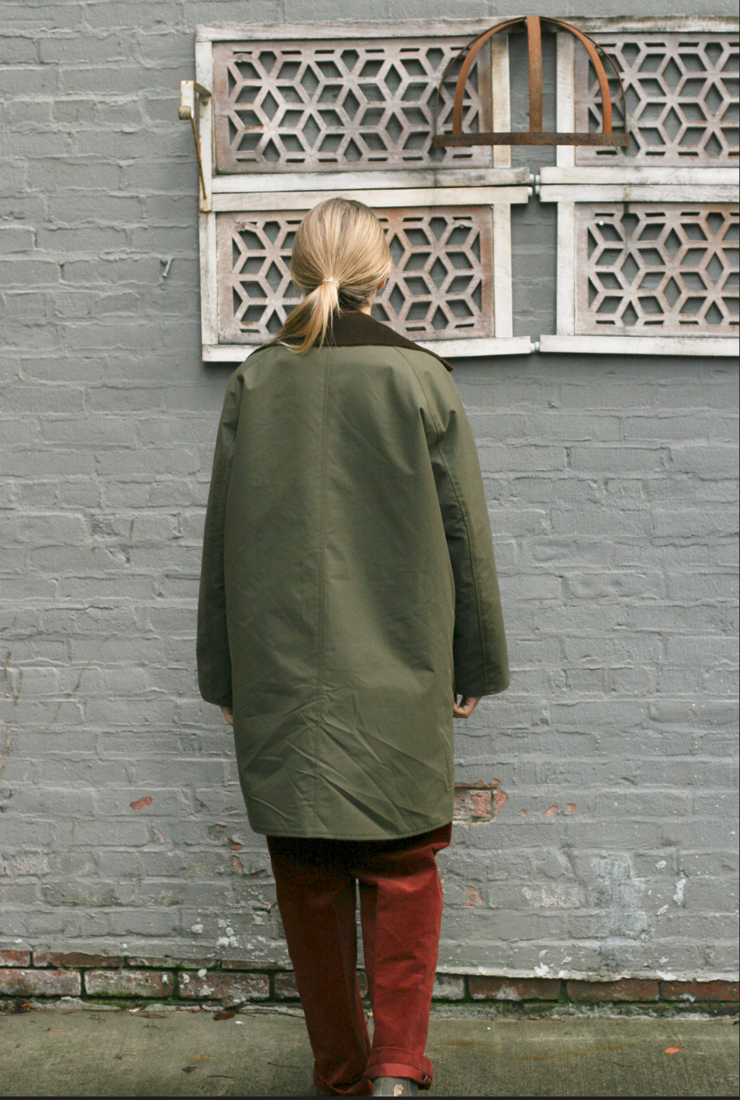 Kingsley Reversible coat- cotton Wax/ Wool  - Army Fatique -  S
