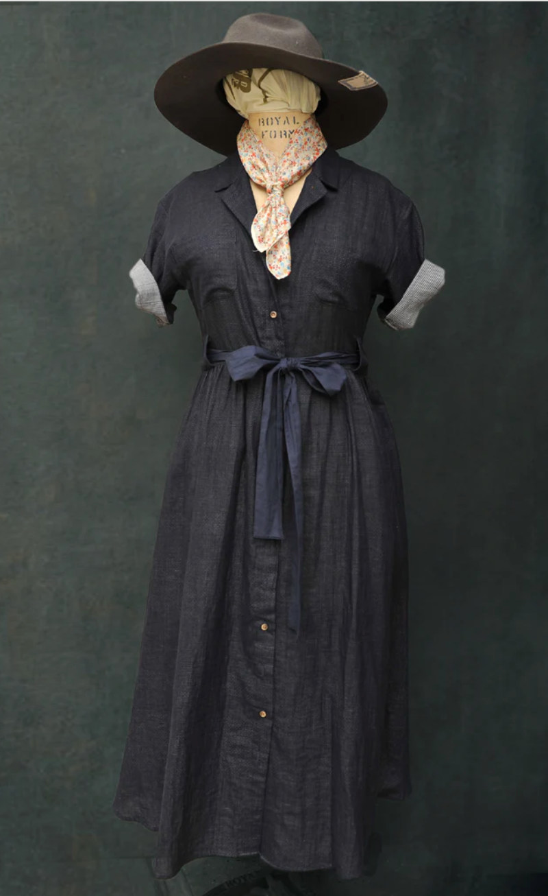 O'Keeffe Dress - Double Gauze Navy - XS, M, L