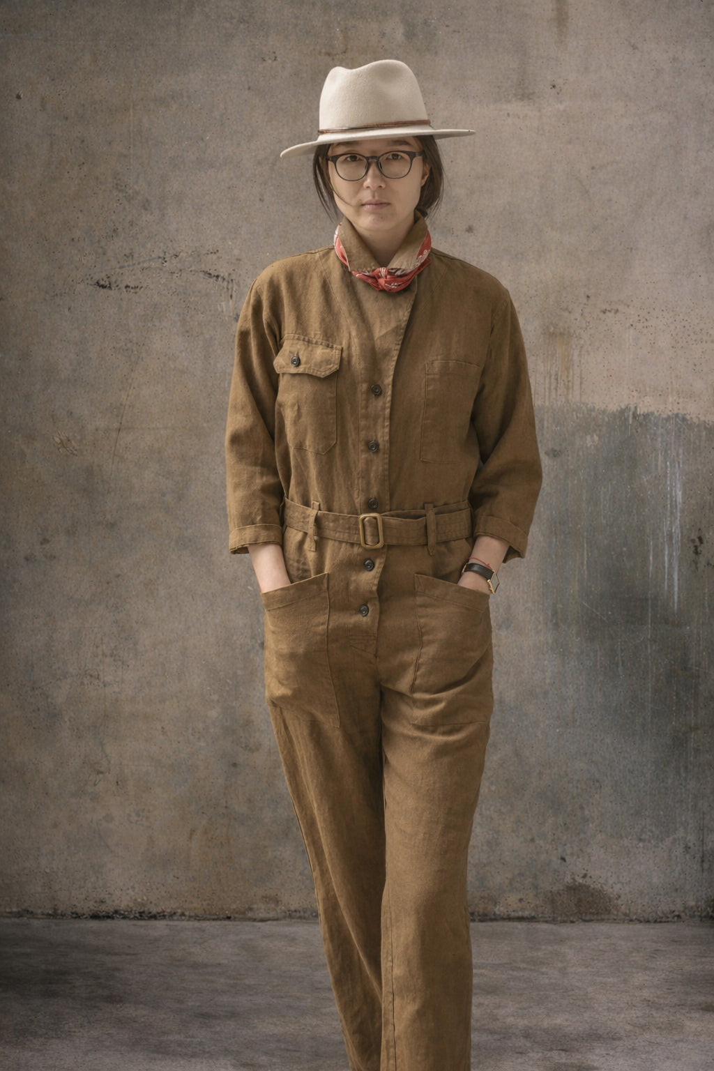 Earhart Jumpsuit - Belgian Linen (Khaki) - XS
