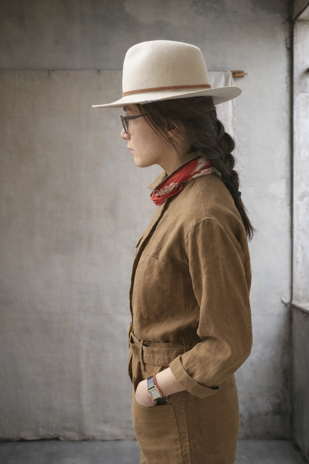 Earhart Jumpsuit - Belgian Linen (Khaki) - XS