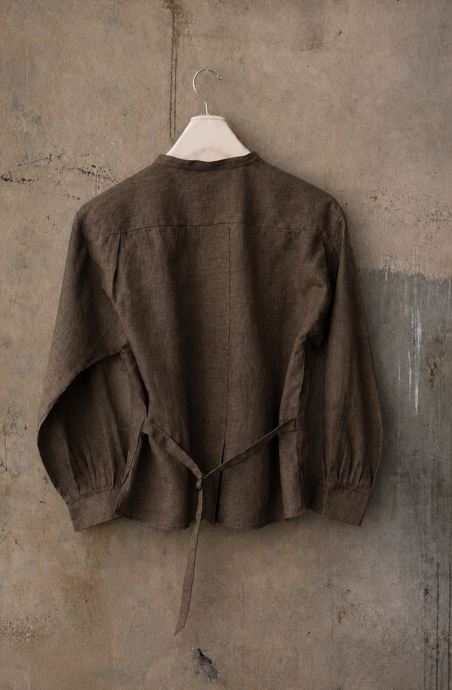 EDITH SHIRT - Belgian Pure Linen : Bark Heather  - XS, S , M