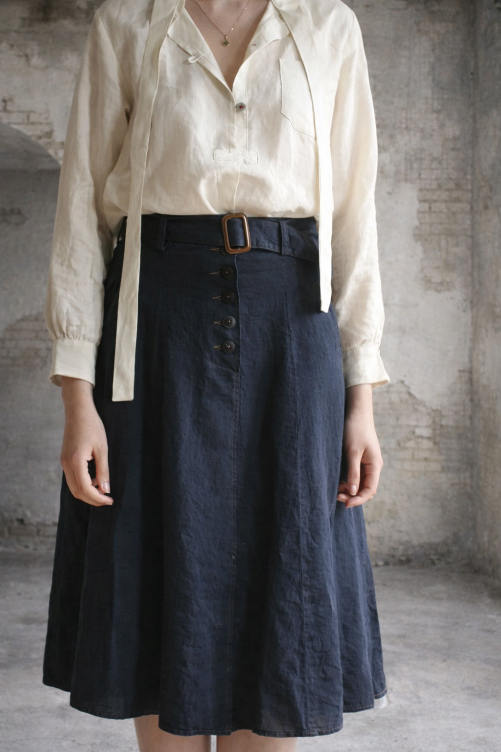 Georgia Linen Skirt - Artist Navy - S, L