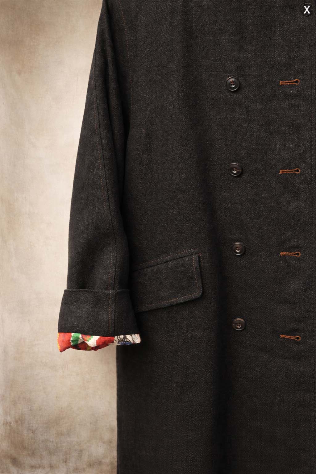 Keaton Trench Coat - Heavy Black Linen - S
