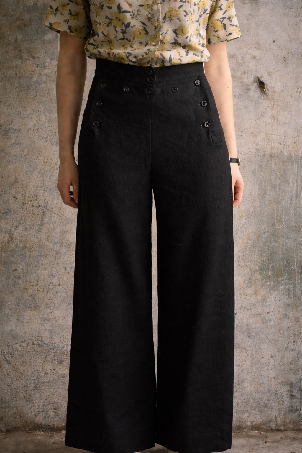 Sailor Pants Japanese Linen - Black- XS, S,M, L