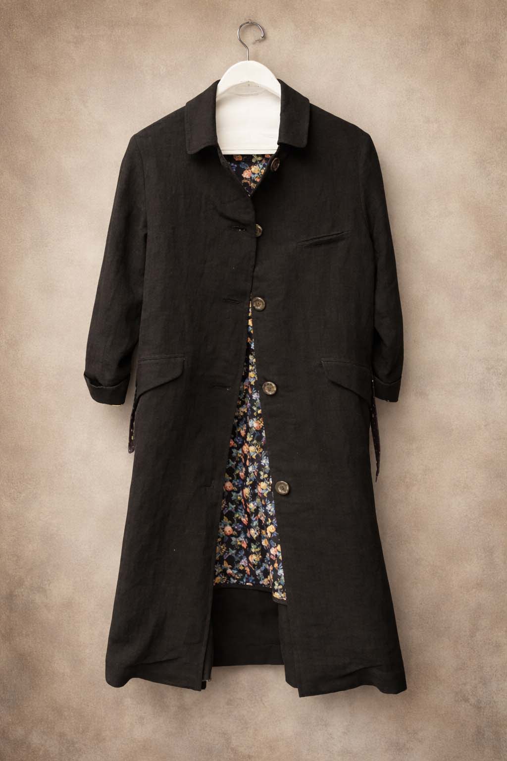 Sontag Coat - Japanese Pre Washed Linen- Sabi Black -  S, M, L